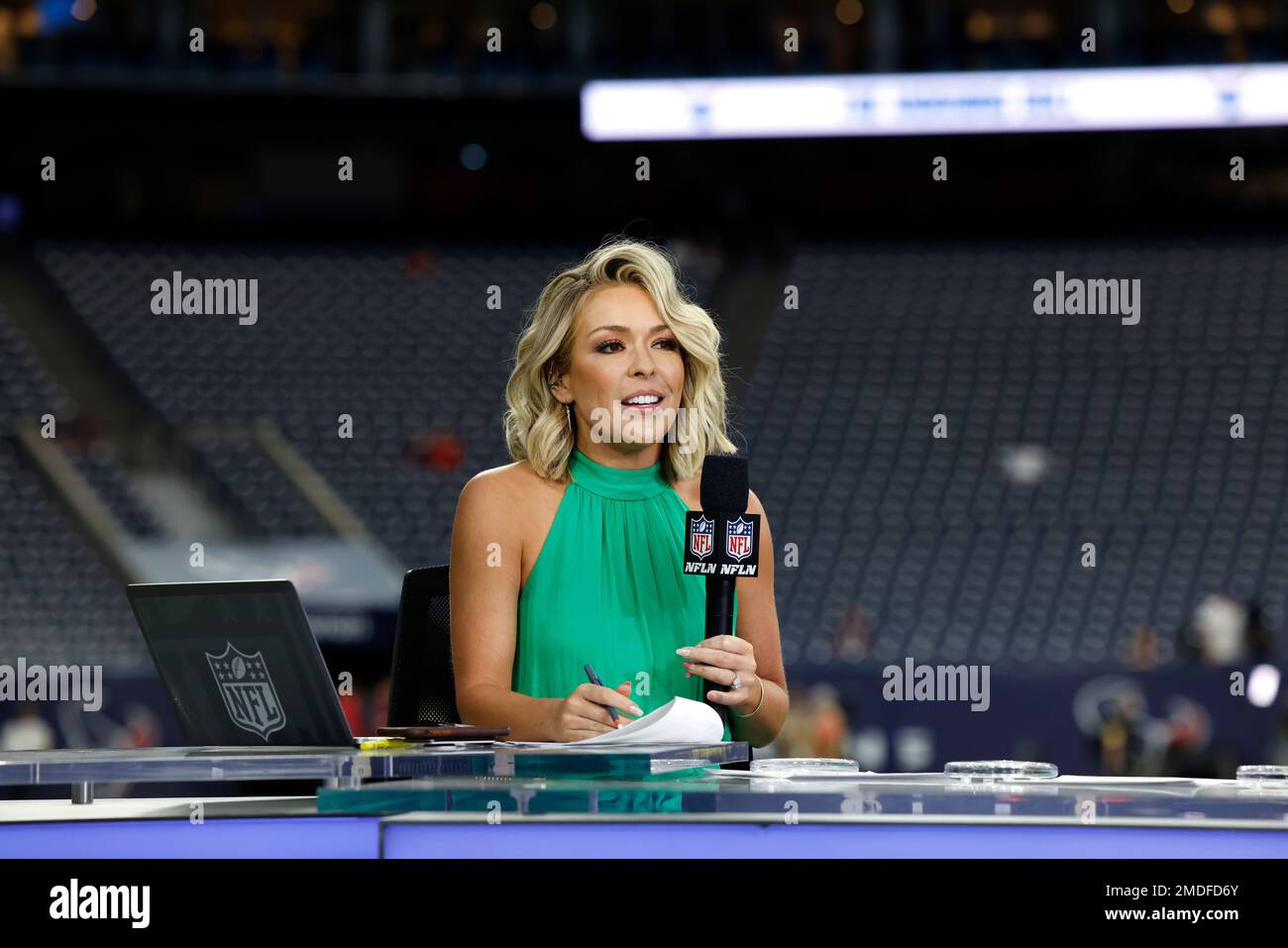 Thursday Night NFL Network host Colleen Wolfe on the set before an NFL football game between the Carolina Panthers and the Houston Texans, Thursday, Sept