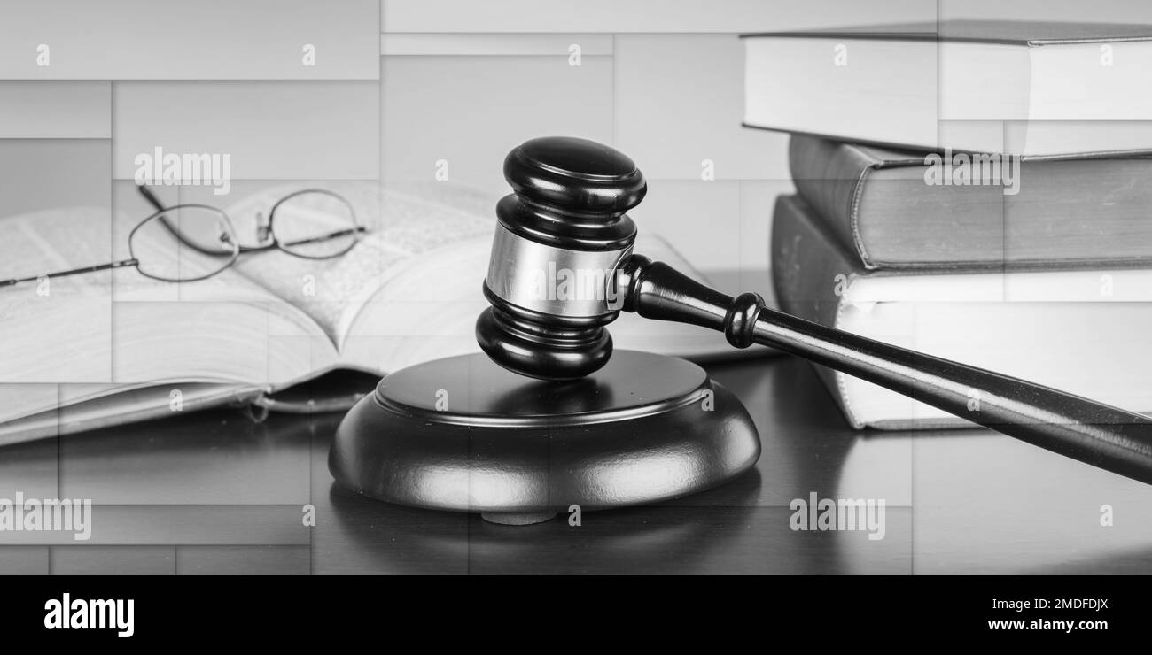 Judge gavel with law books, geometric pattern Stock Photo Alamy