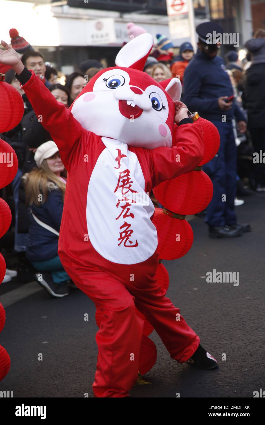 London UK, 22 January 2023. The Year of the Rabbit is celebrated in the ...