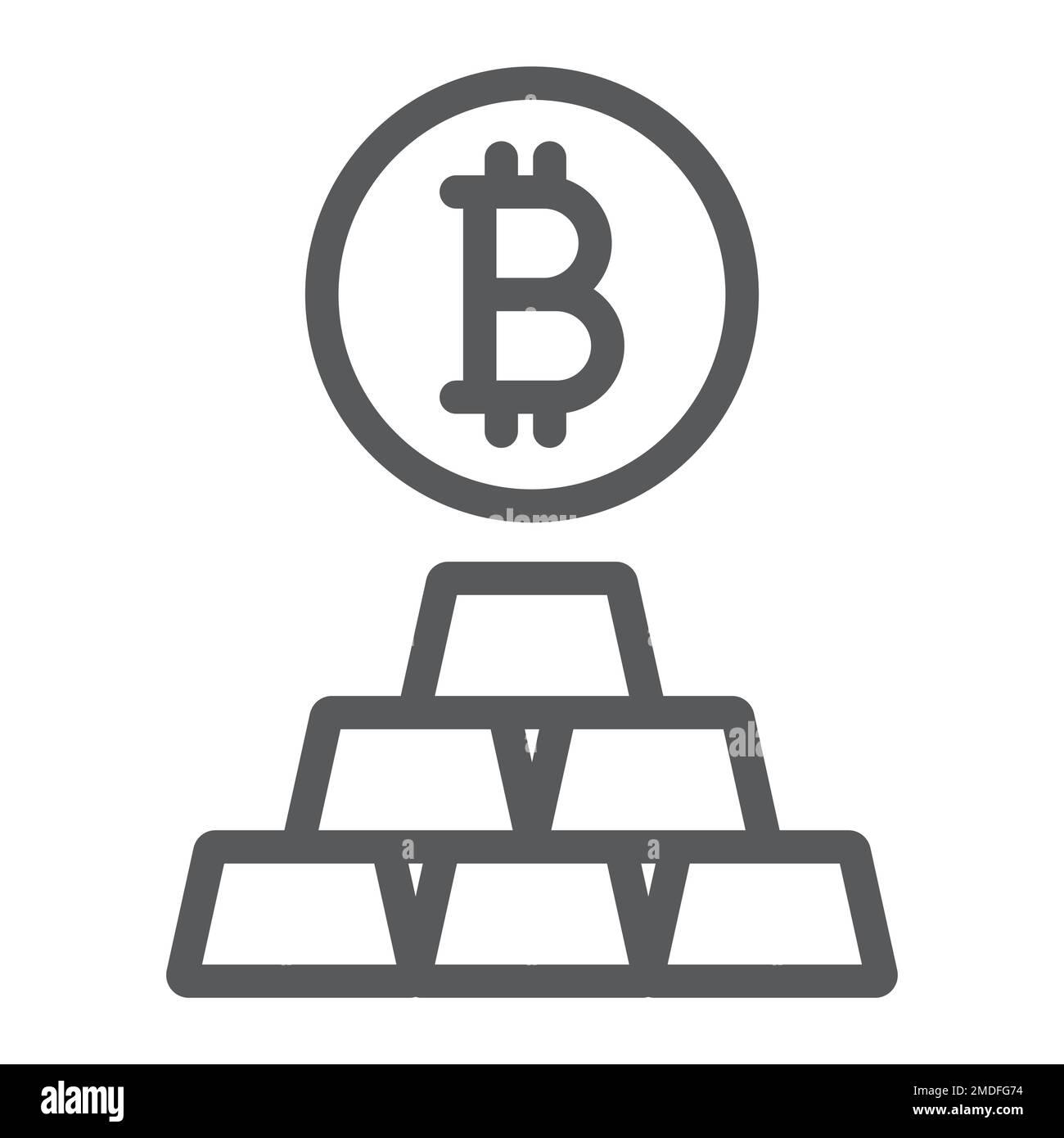 Bitcoin vs gold line icon, finance and money, currency sign, vector graphics, a linear pattern on a white background, eps 10. Stock Vector