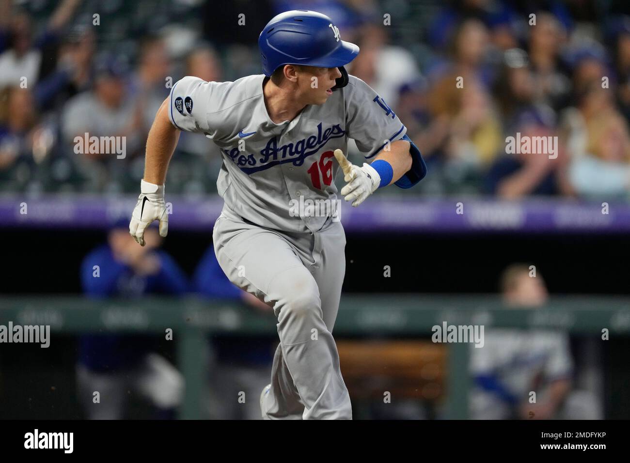 Los Angeles Dodgers catcher Will Smith (16) waits for the pitch during an  MLB regular season game against the San Francisco Giants, Tuesday, May 3,  2022, in Los Angeles, CA. (Brandon Sloter/Image