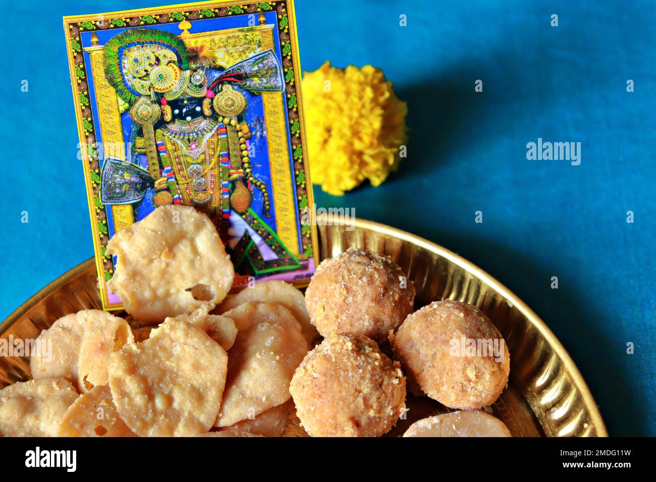 Assorted Prasadam /Offering of Shree Dwarkadhish Temple in a copper