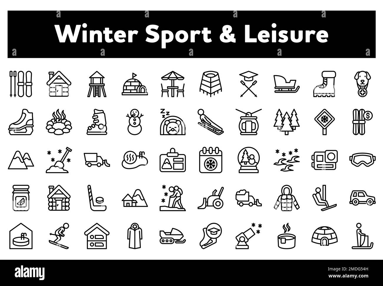 A vector illustration of a pack of "Winter sports" related icons ...