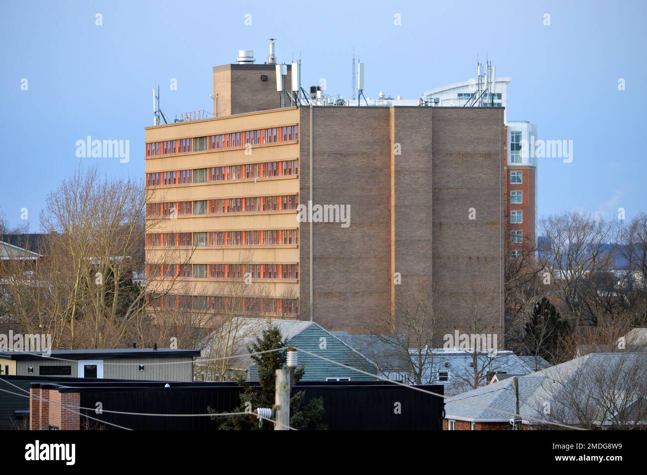 Sunrise Manor, a public housing building on Gottingen Street in north end Halifax, Nova Scotia operated by the Nova Scotia Provincial Housing Agency. Stock Photo