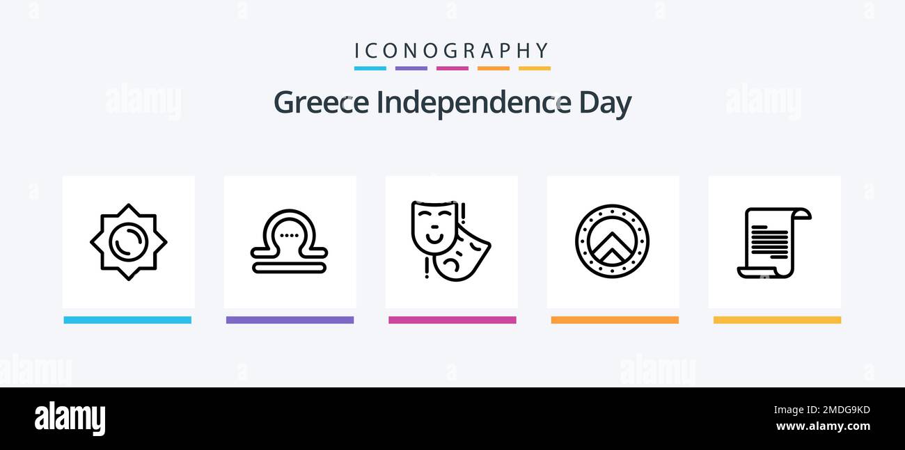 Greece Independence Day Line 5 Icon Pack Including building. persona
