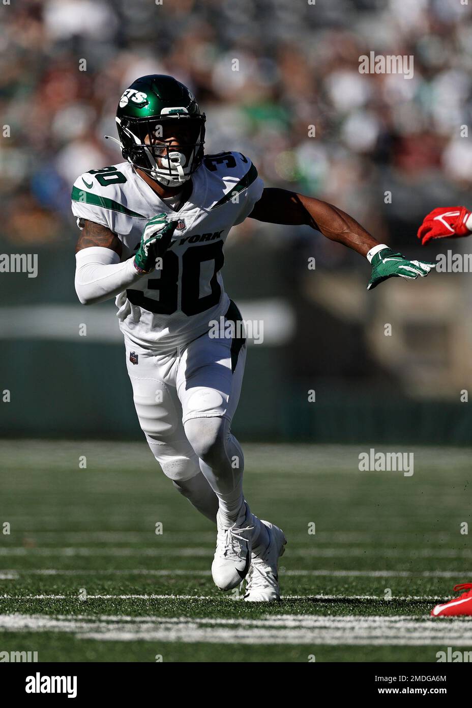 New York Jets cornerback Michael Carter II (30) in action against the