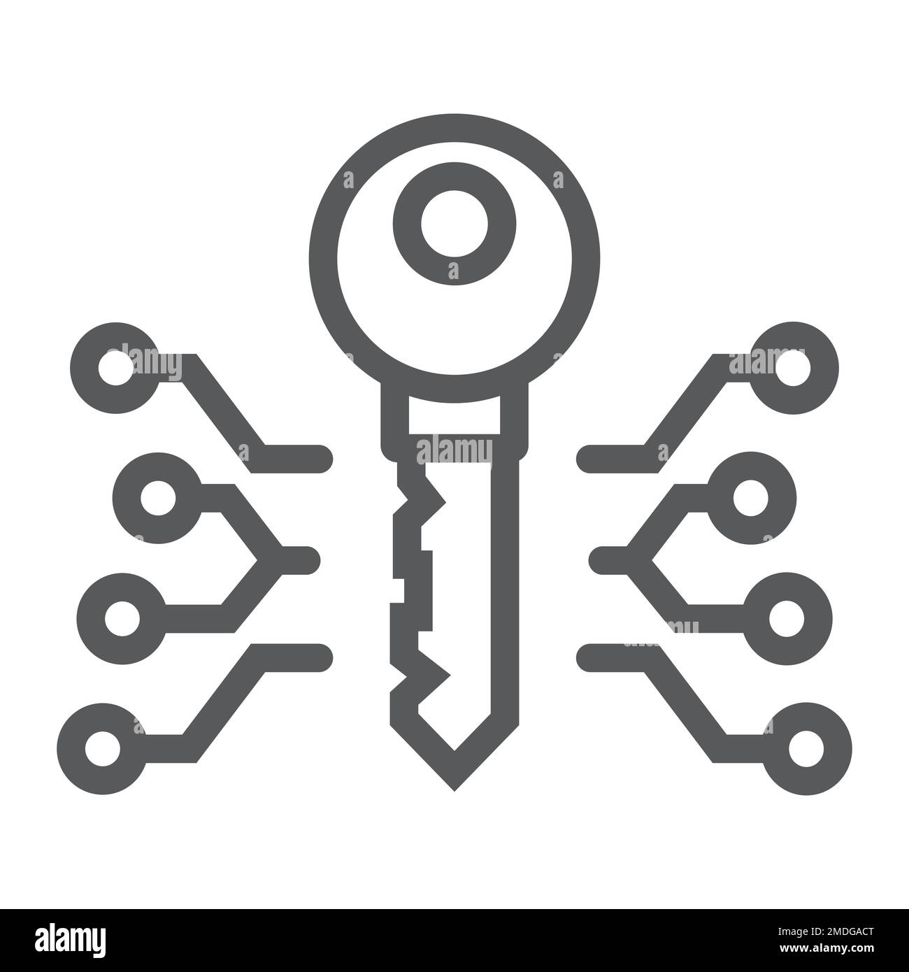 Digital key line icon, money and finance, security sign, vector