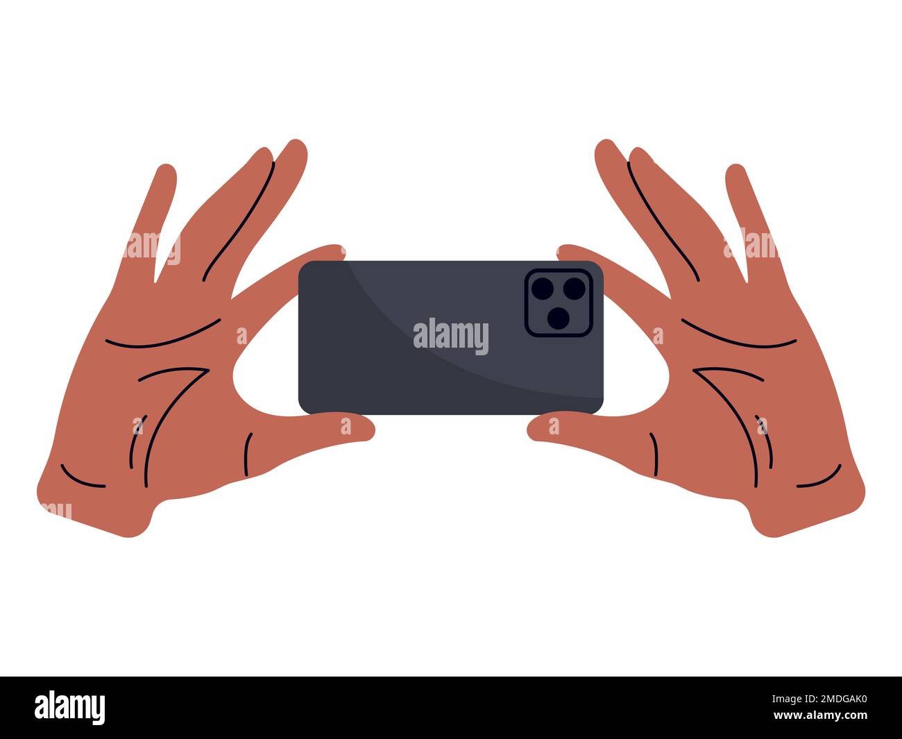 Hand of african american man holding mobile phone, back view. Flat ...