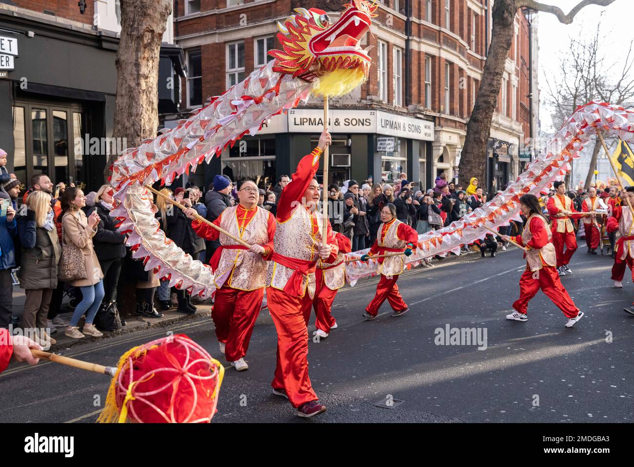 Chinese New Year celebrations make their way through Shaftesbury Avenue along to Trafalgar Square in London's West End for the annual Lunar New Year festival this year celebrating the Year of the Rabbit. Credit: Jeff Gilbert/Alamy Live News Stock Photo