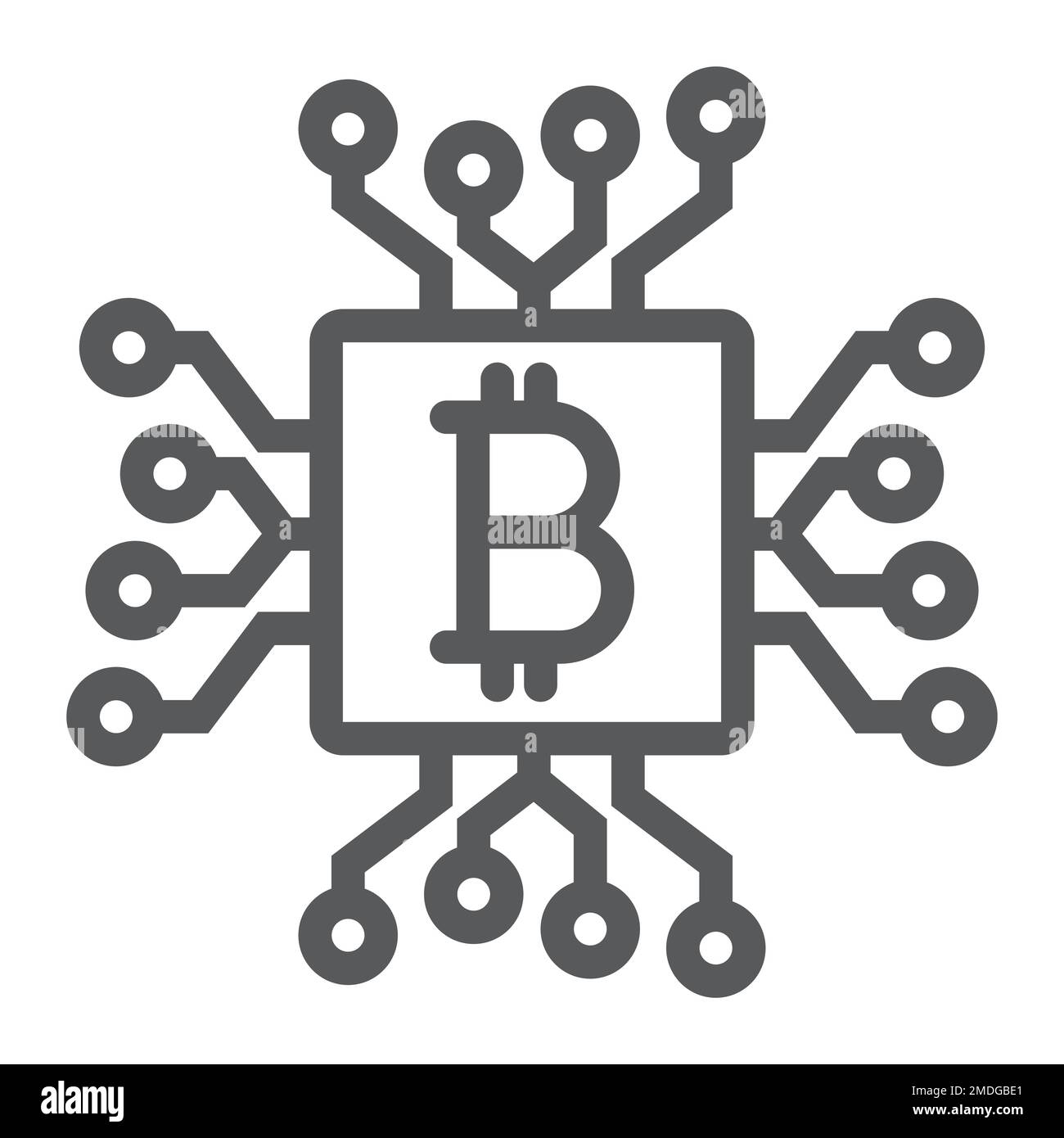 CPU mining line icon, money and finance, processor sign, vector graphics, a linear pattern on a white background, eps 10. Stock Vector
