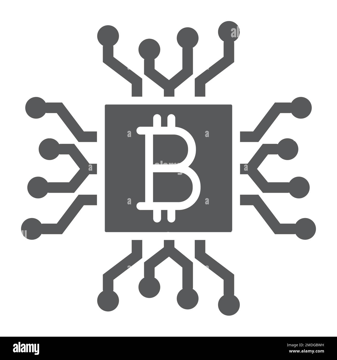 CPU mining glyph icon, money and finance, processor sign, vector graphics, a solid pattern on a white background, eps 10. Stock Vector