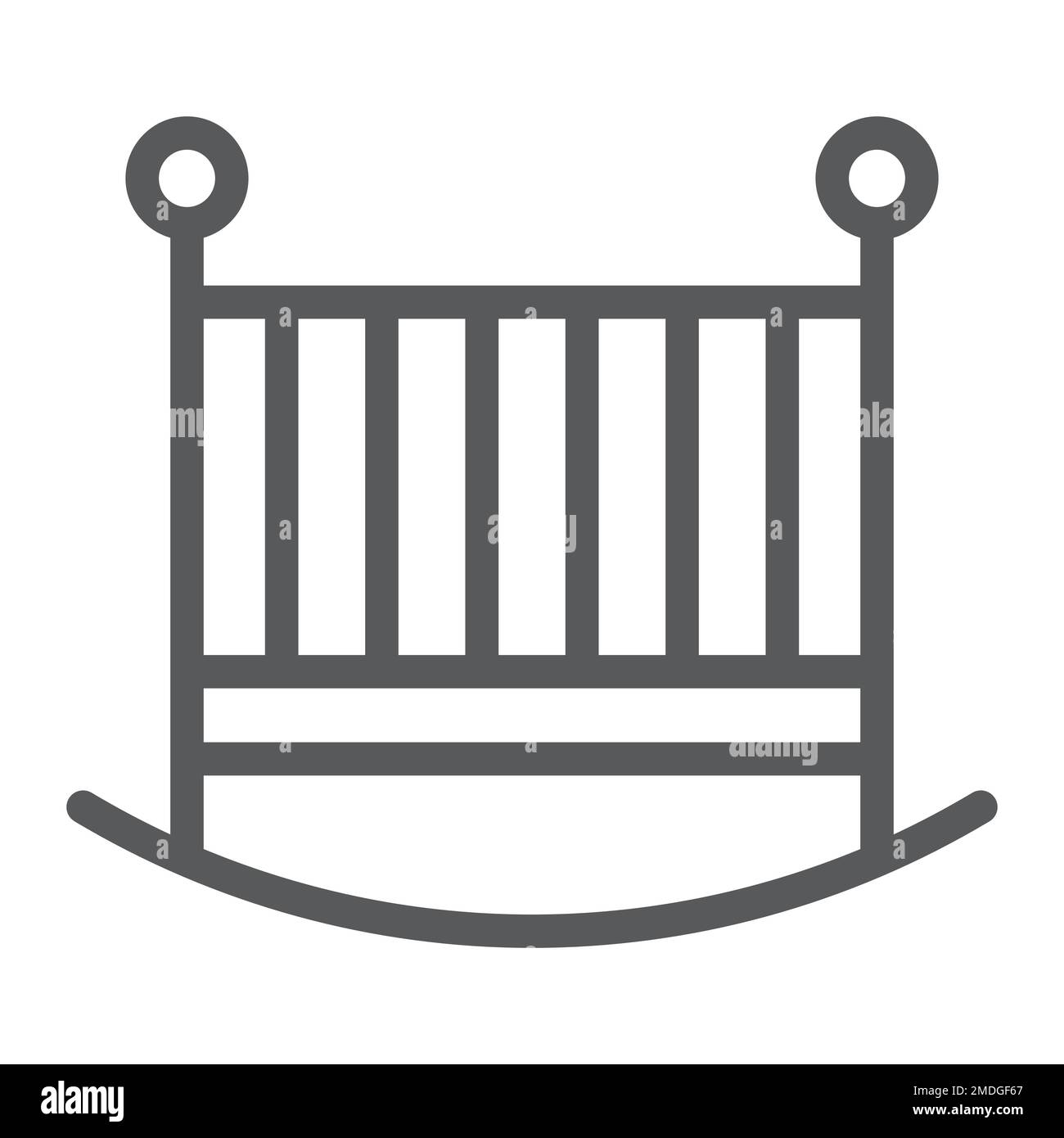 Baby crib line icon, child and bed, cot sign, vector graphics, a linear