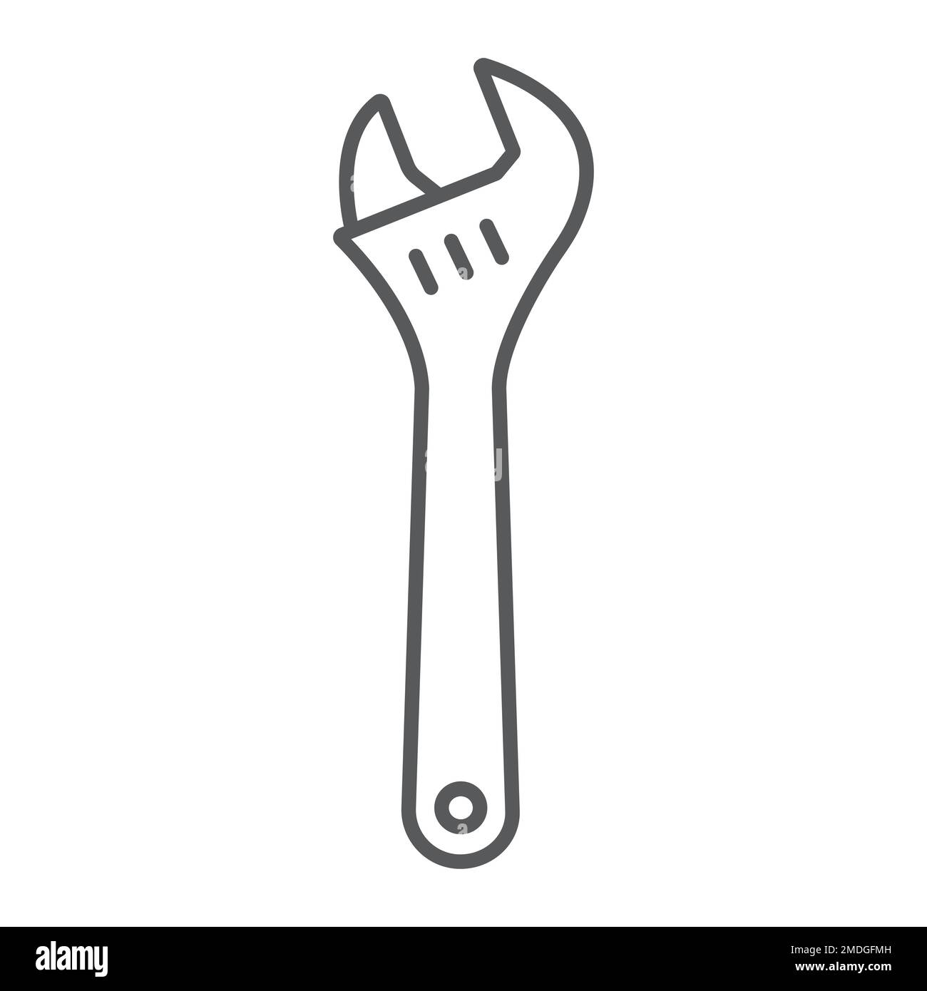 Adjustable wrench thin line icon, tool and repair, monkey wrench sign
