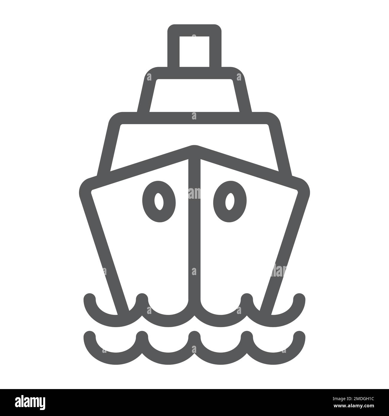 Ship line icon, cruise and sail, boat sign, vector graphics, a linear ...