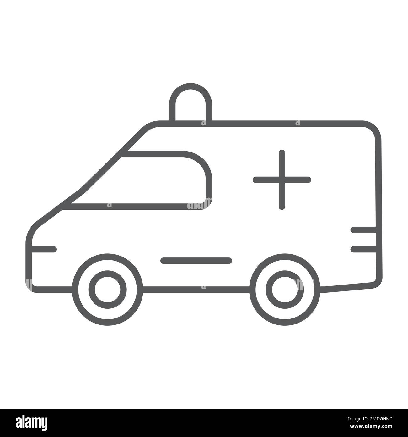 Ambulance thin line icon, medical and car, emergency sign, vector