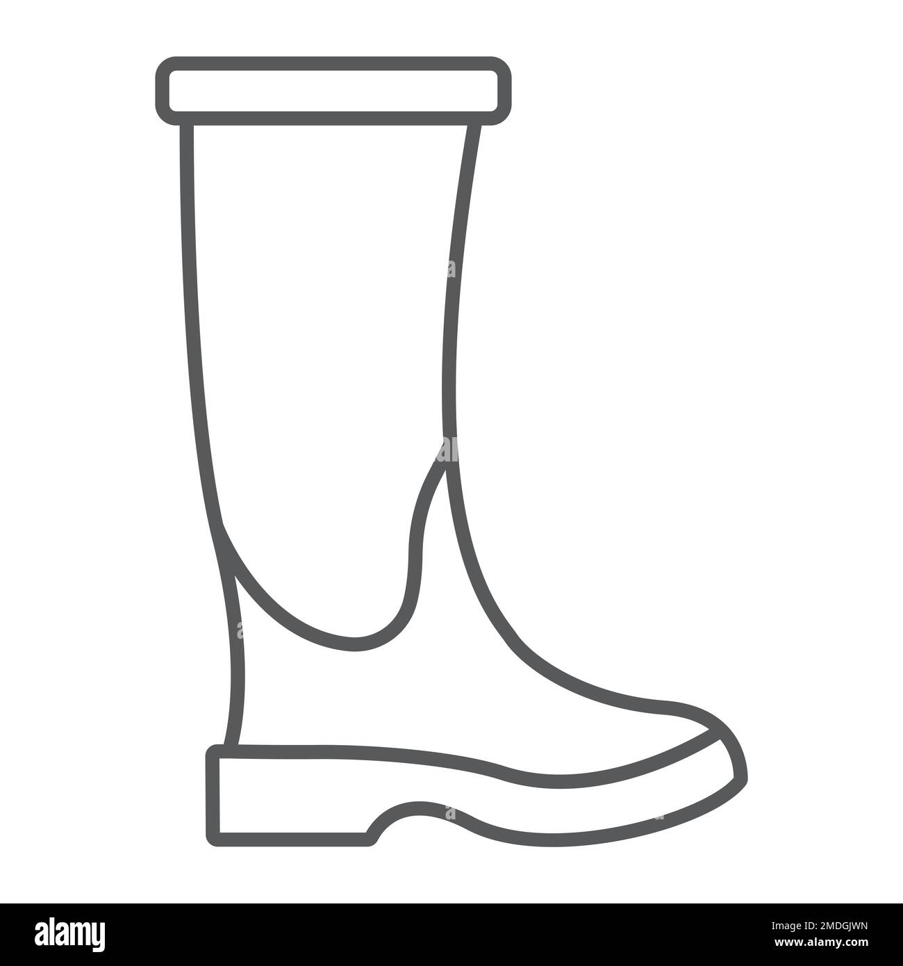 Rubber boot thin line icon, footwear and protection, galoshes sign