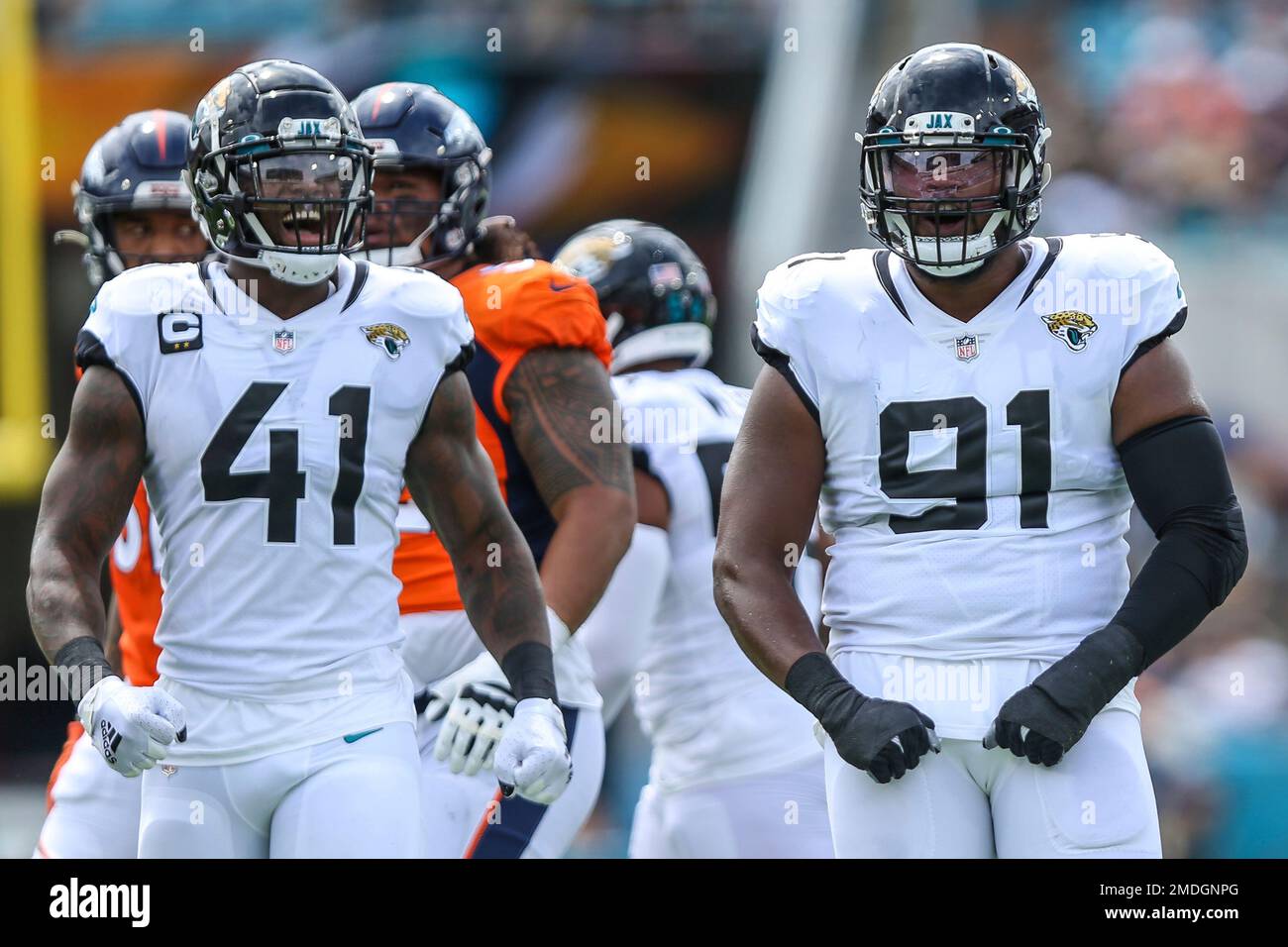 January 7, 2023: Jacksonville Jaguars linebacker Josh Allen (41) is  introduced before a game against the Tennessee Titans in Jacksonville, FL.  Romeo T Guzman/CSM/Sipa USA.(Credit Image: © Romeo Guzman/Cal Sport  Media/Sipa USA