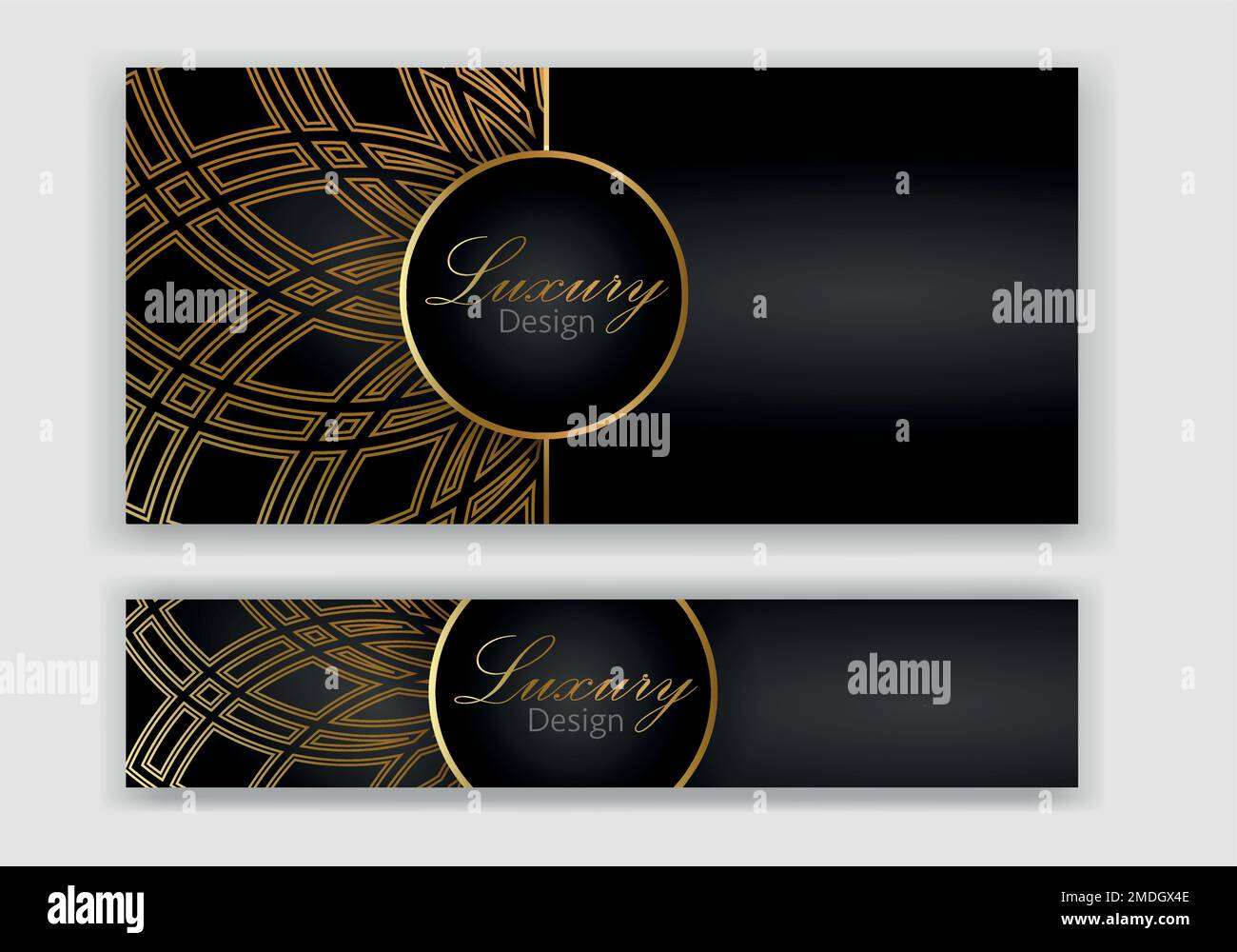 Modern banner design set. Luxury black, gold background with abstract