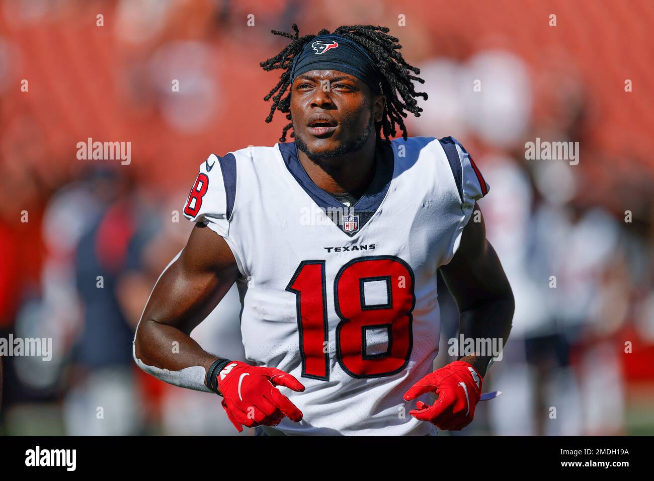 Houston, TX, USA. 12th Sep, 2021. Houston Texans wide receiver Chris Conley  (18) leaves the field after an NFL football game between the Jacksonville  Jaguars and the Houston Texans at NRG Stadium