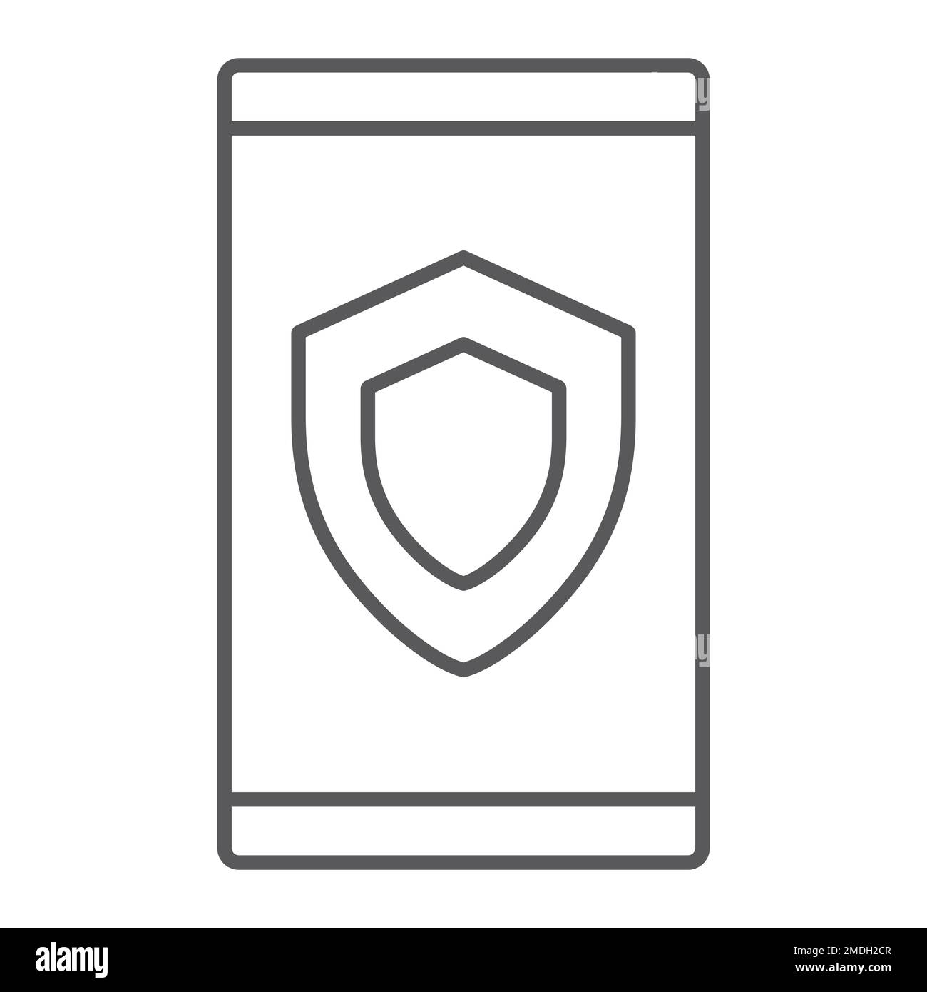 Device security thin line icon, data and protection, safety sign, vector graphics, a linear pattern on a white background, eps 10. Stock Vector