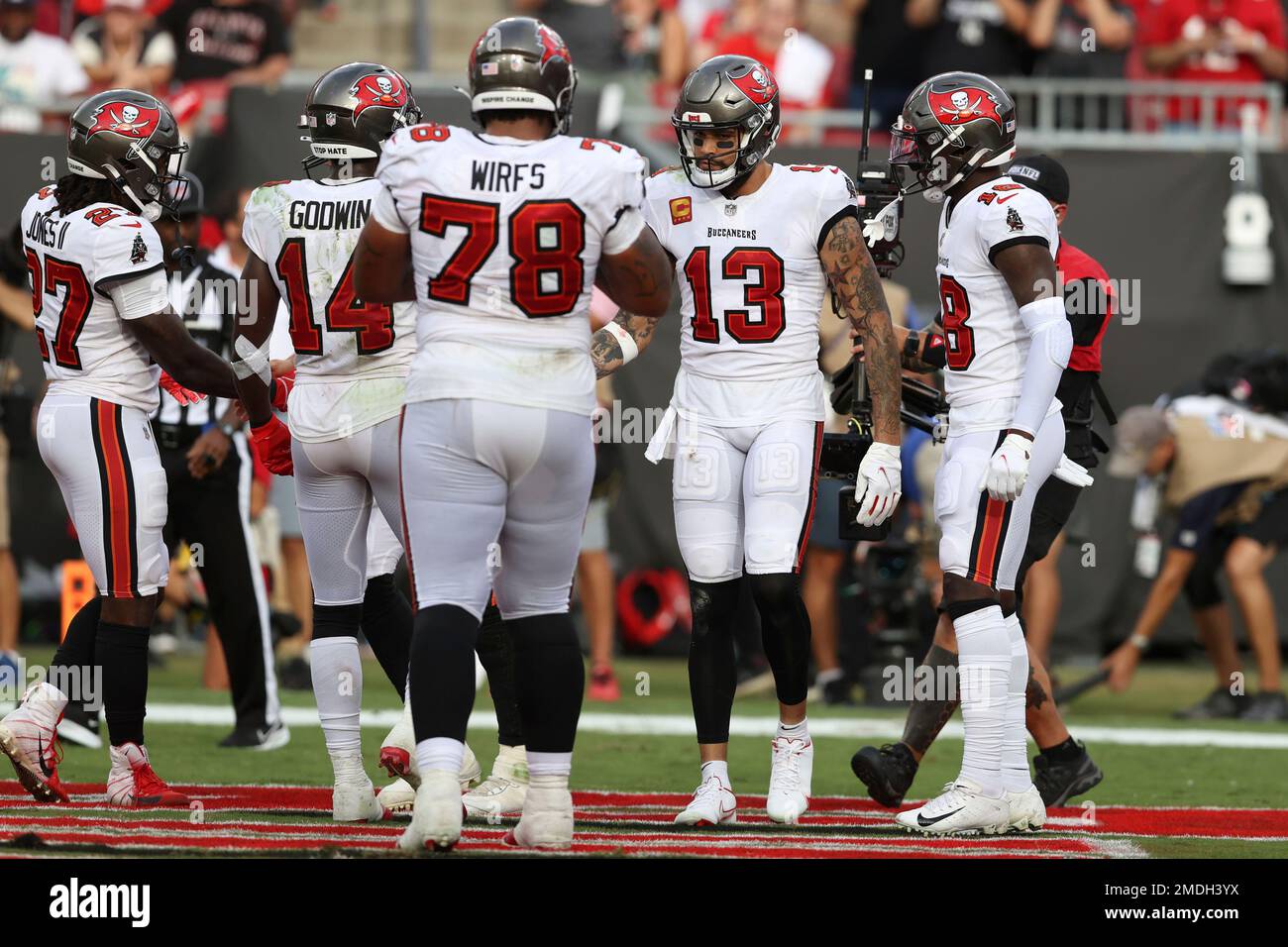 NFC wide receiver Mike Evans of the Tampa Bay Buccaneers (13) celebrates  his touchdown during t …