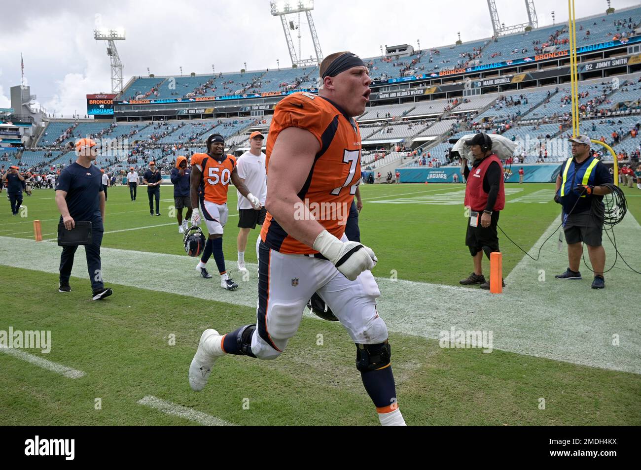 Denver Broncos offensive tackle Garett Bolles (72) celebrates win against  the New York Jets during an NFL football game Sunday, Sept. 26, 2021, in  Denver. (AP Photo/Jack Dempsey Stock Photo - Alamy