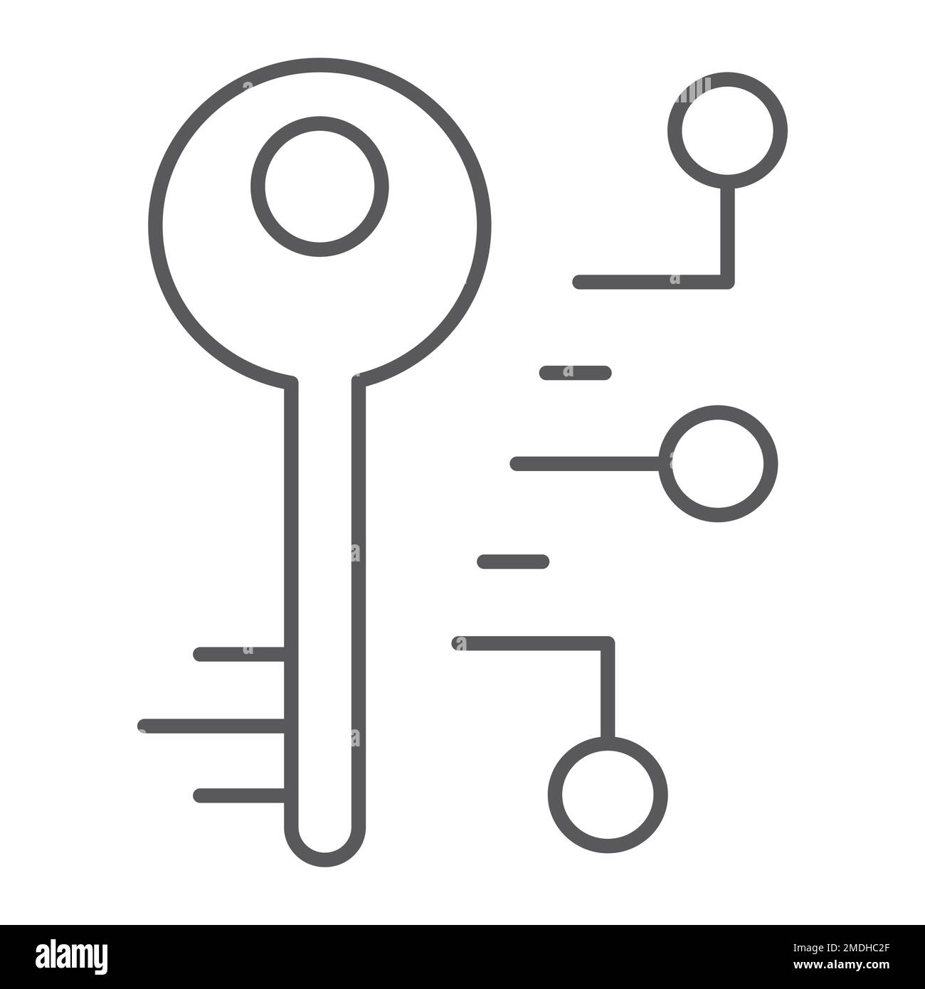 Digital key thin line icon, security and safety, key sign, vector