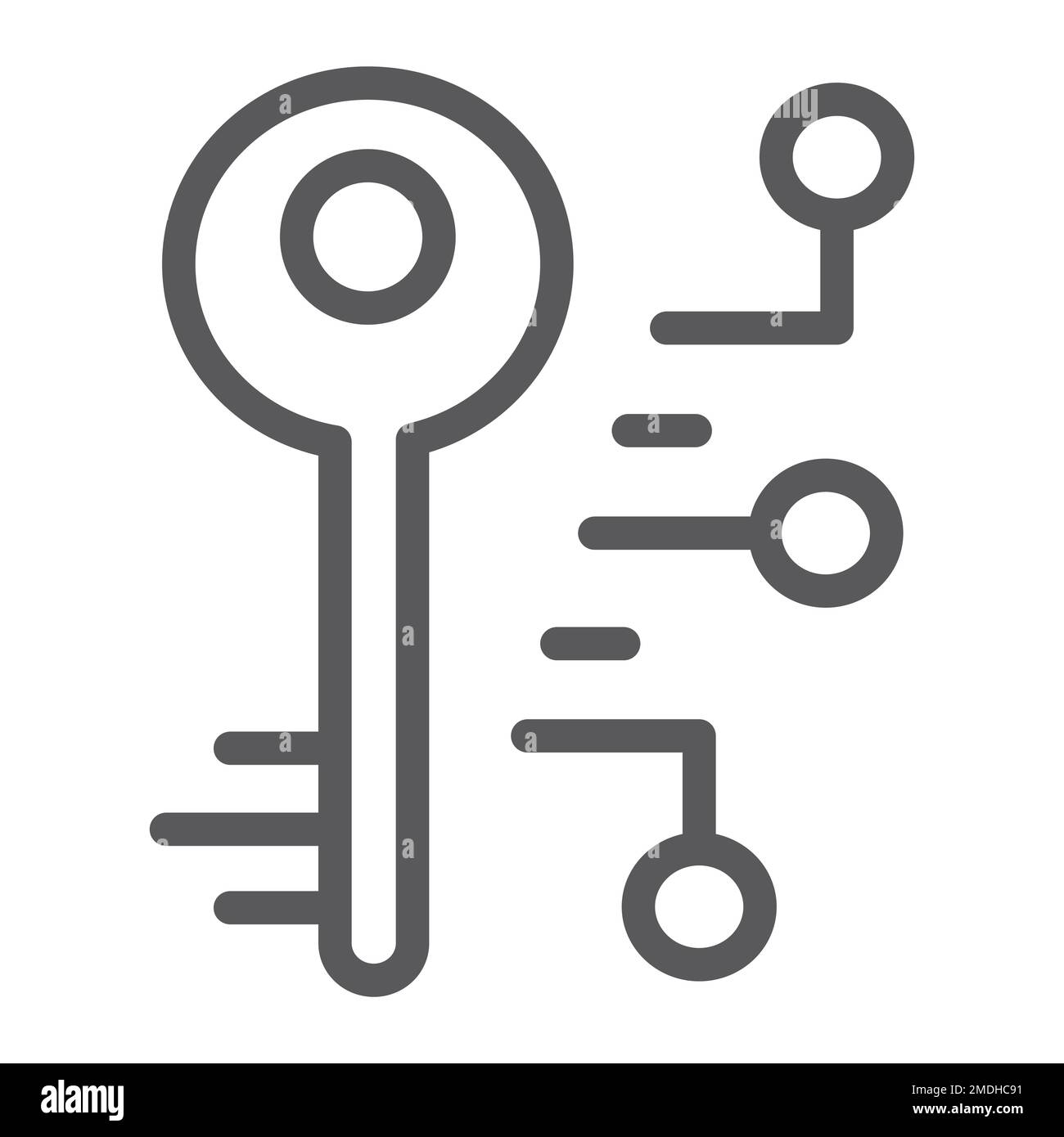 Digital key line icon, security and safety, key sign, vector graphics, a linear pattern on a