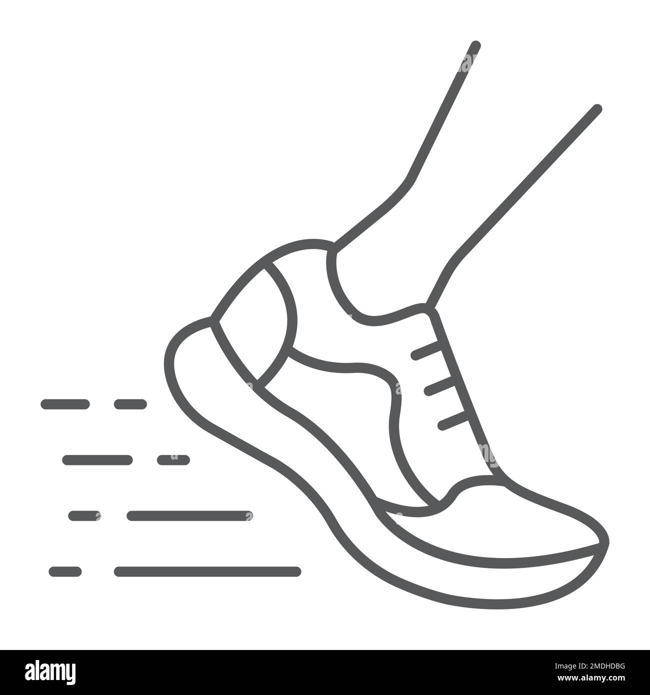 Running fast thin line icon, footwear and sport, sport shoes sign