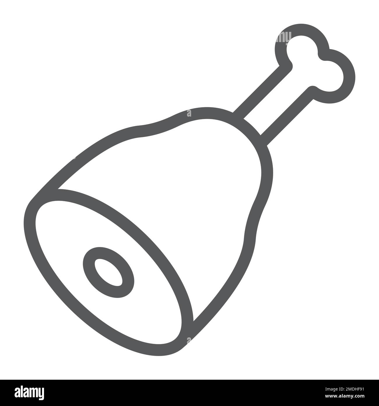 Leg of ham line icon, meal and food, meat sign, vector graphics, a