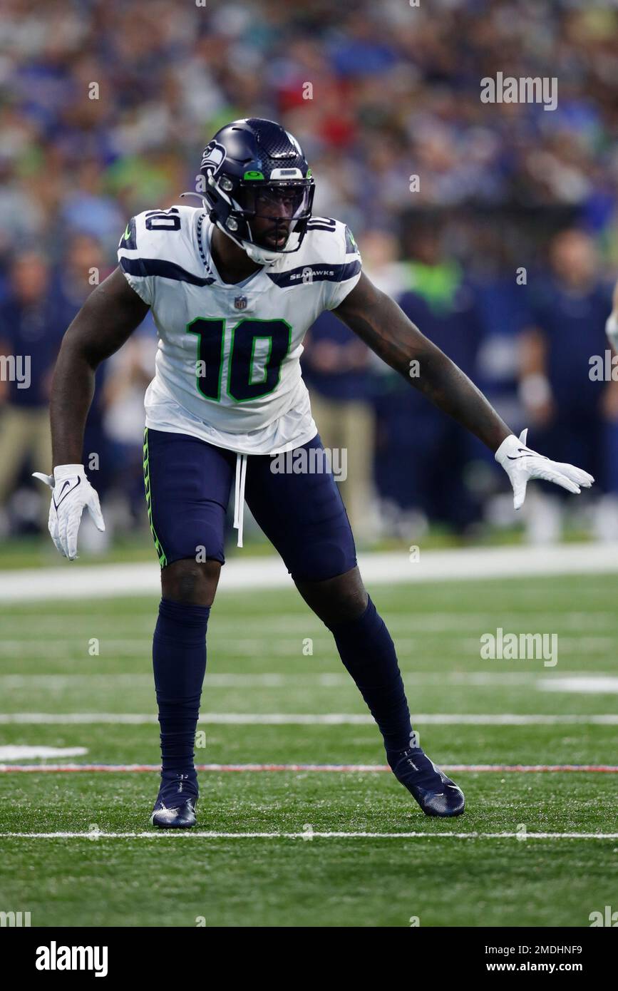 Seattle Seahawks defensive end Benson Mayowa (10) lines up against