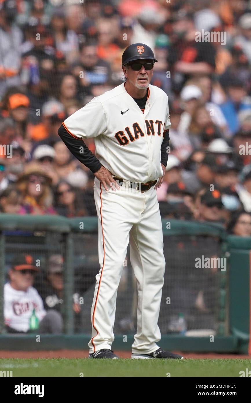 San Francisco Giants third base coach Ron Wotus against the San Diego