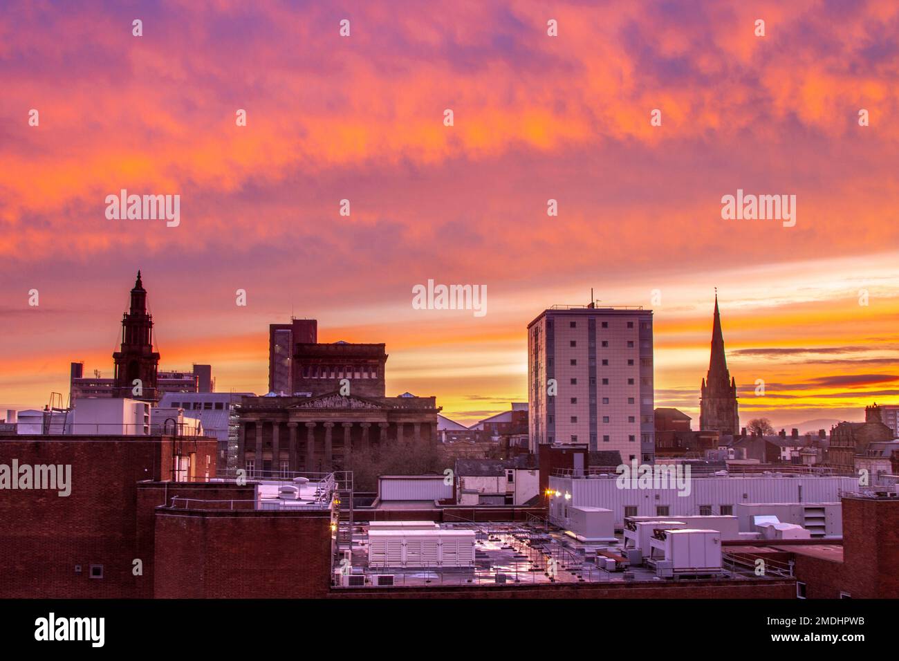 Preston Skyline, Lancashire. UK Weather. 23 Jan 2023 Altocumulus Clouds
