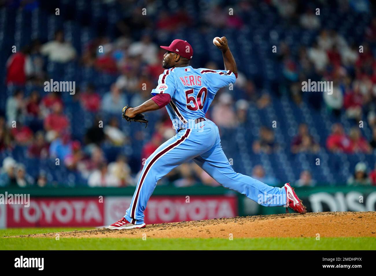 Philadelphia Phillies' Hector Neris plays during a baseball game against the Chicago Cubs