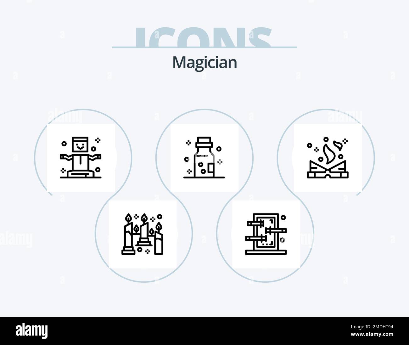 Magician Line Icon Pack 5 Icon Design. rabbit. skull. bottled. ritual ...
