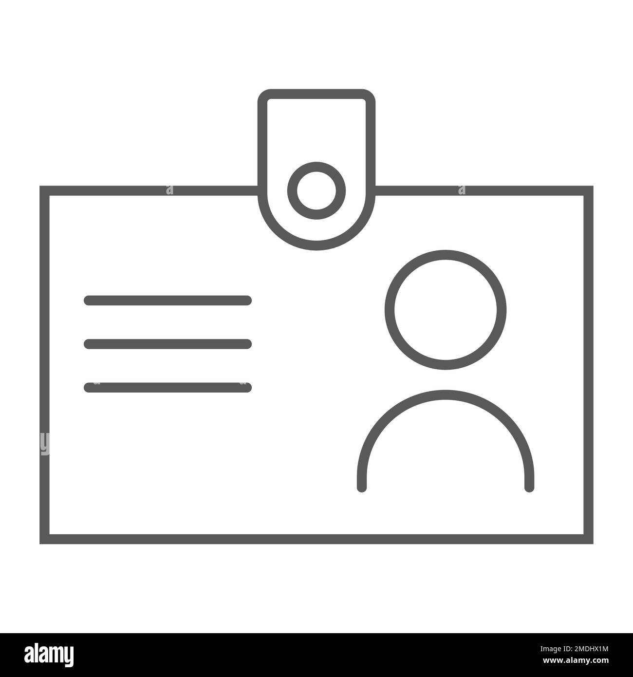 Id badge thin line icon, identification and card, identity sign, vector