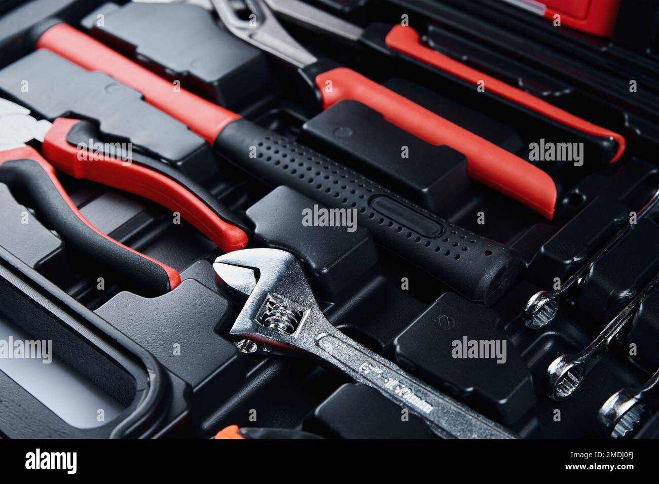 Toolbox with hand instruments for repair, close up. Set of tools for maintenance Stock Photo Alamy