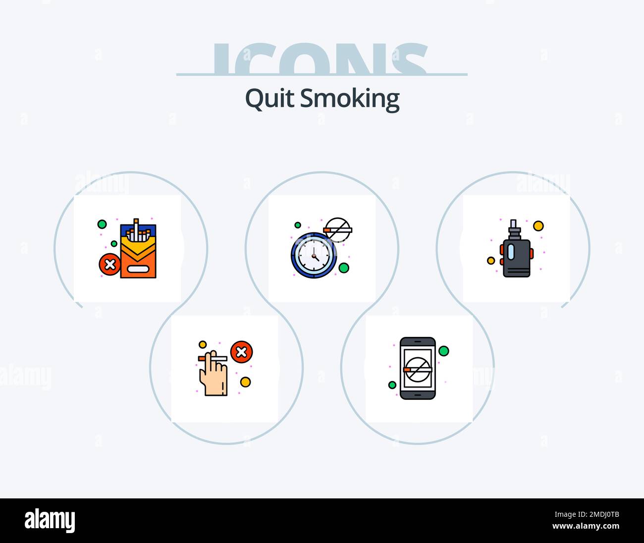 Quit Smoking Line Filled Icon Pack 5 Icon Design. not allowed. smoke