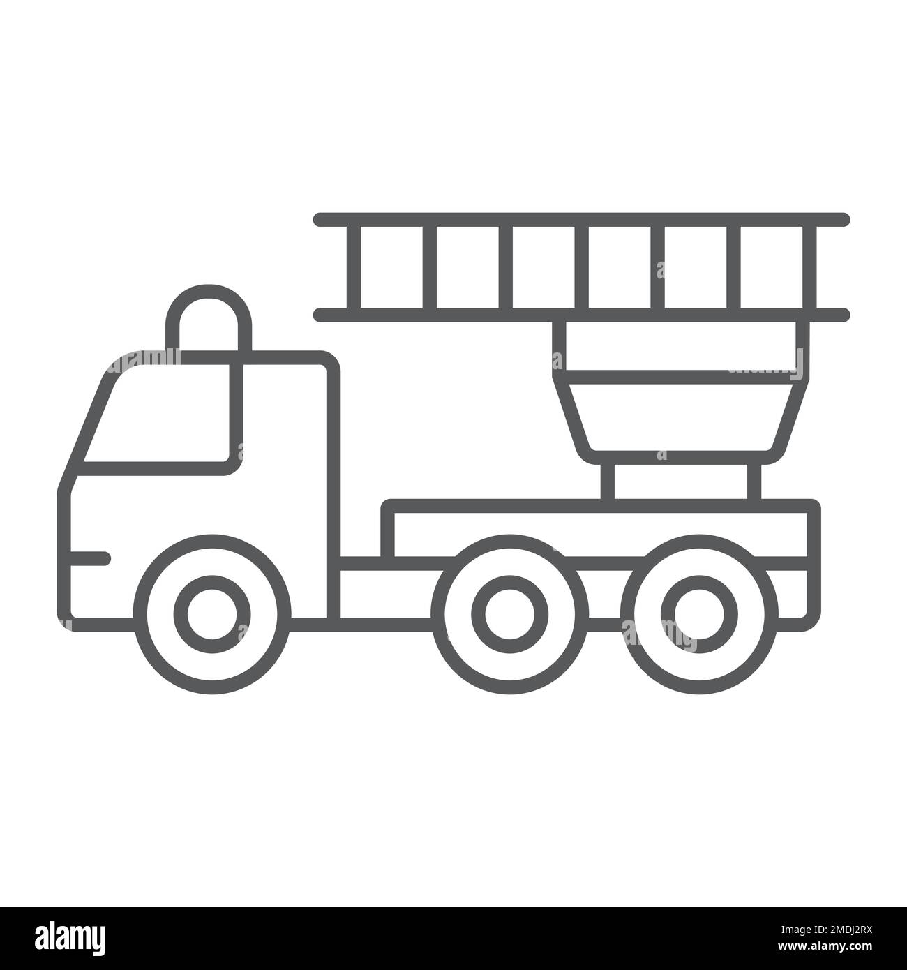 Fire engine thin line icon, emergency and fire, firetruck sign, vector ...
