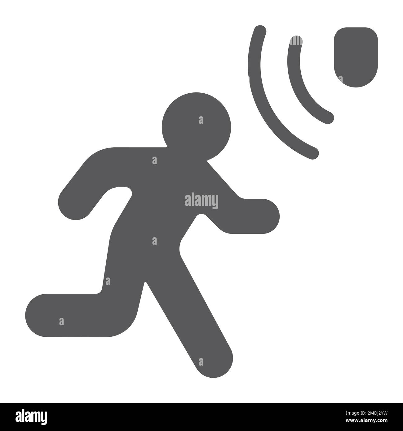 Motion detection glyph icon, security and detector, walking man sign