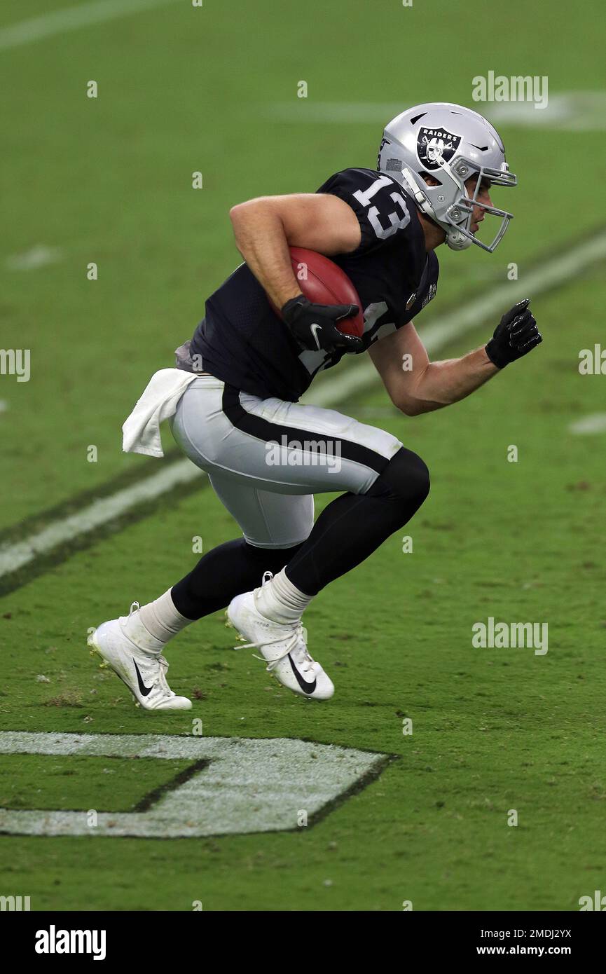 Hunter Renfrow of the Las Vegas Raiders runs the ball against the