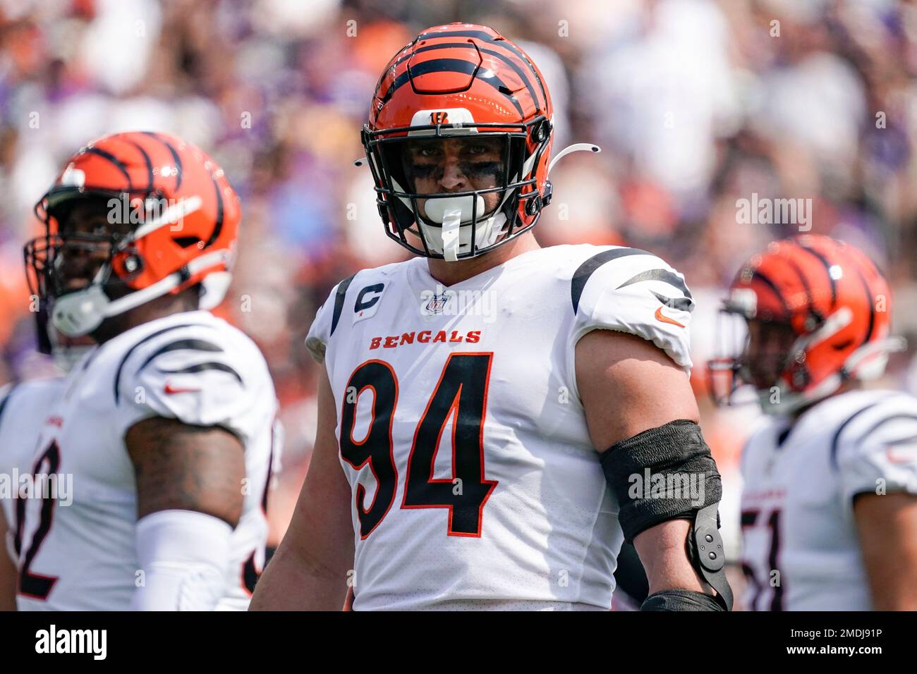 September 12, 2021: Cincinnati Bengals defensive end Sam Hubbard (94) at  the NFL football game between the Minnesota Vikings and the Cincinnati  Bengals at Paul Brown Stadium in Cincinnati, Ohio. JP Waldron/Cal