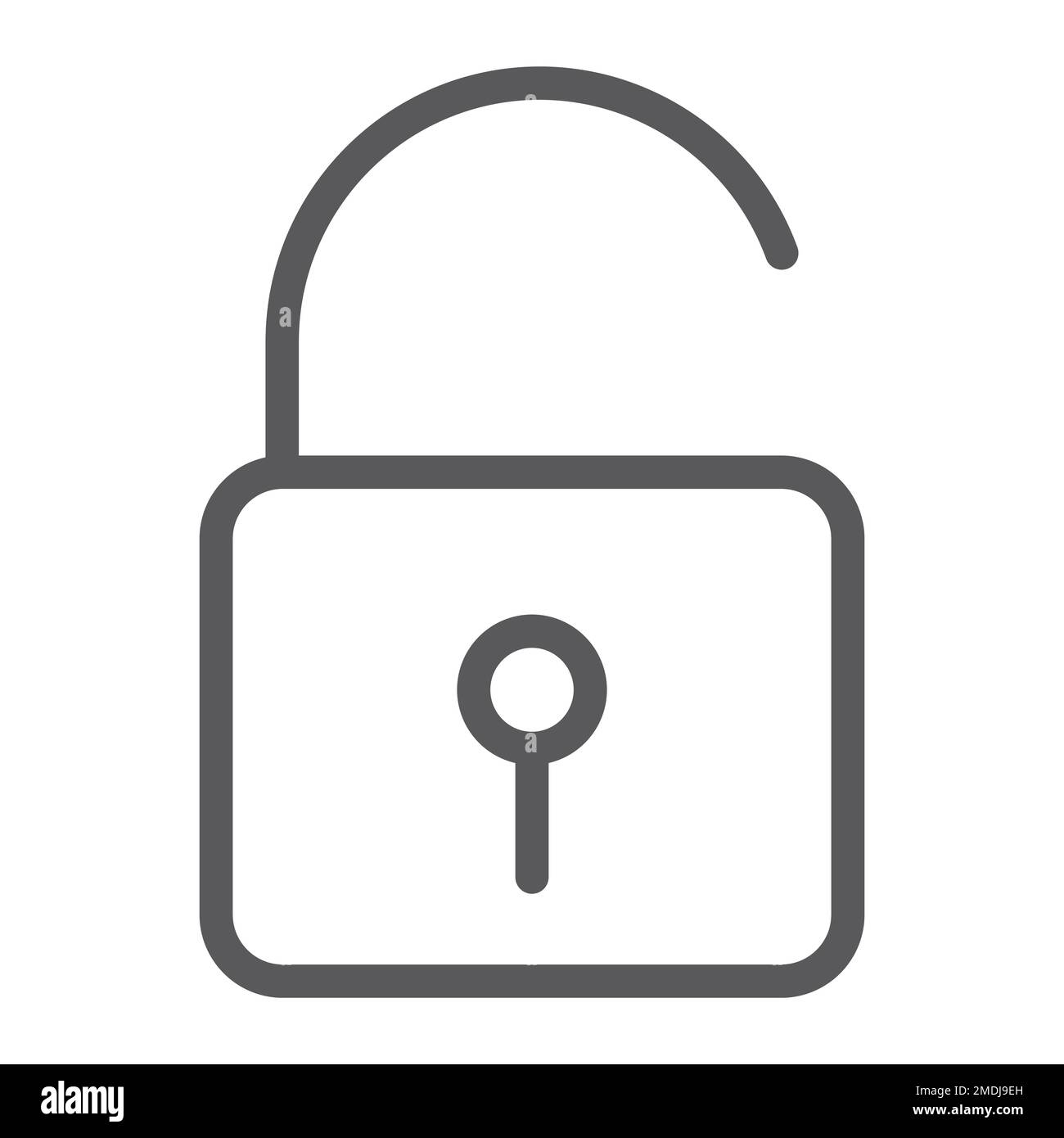 Unlock line icon, security and padlock, lock sign, vector graphics, a linear pattern on a white background, eps 10. Stock Vector