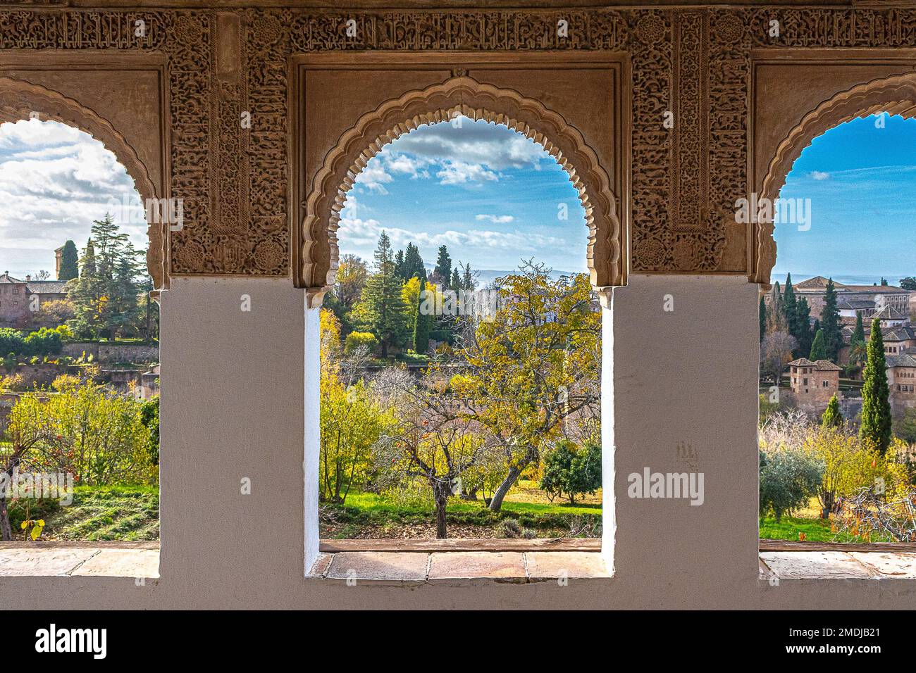 The Alhambra, a palace complex in Granada, is famous for its beautiful ...