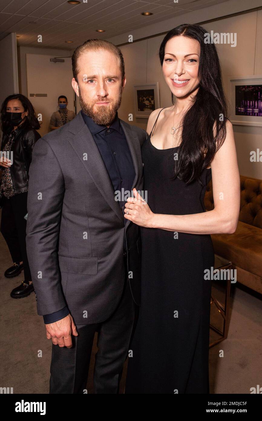 Actor Ben Foster, left, and wife/actress Laura Prepon seen at the world