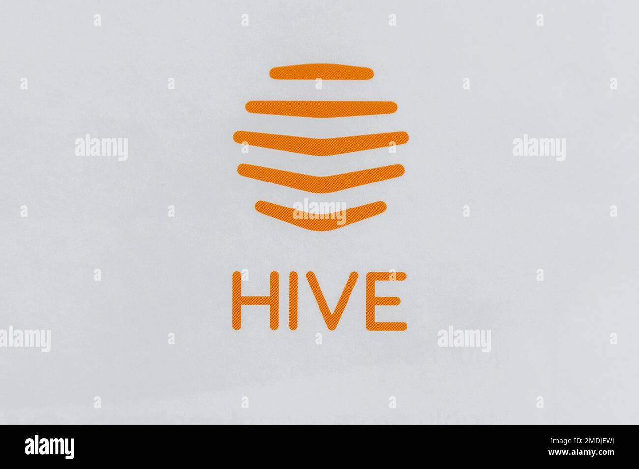 Hive logo, company that supplies smart devices for home use, UK Stock Photo