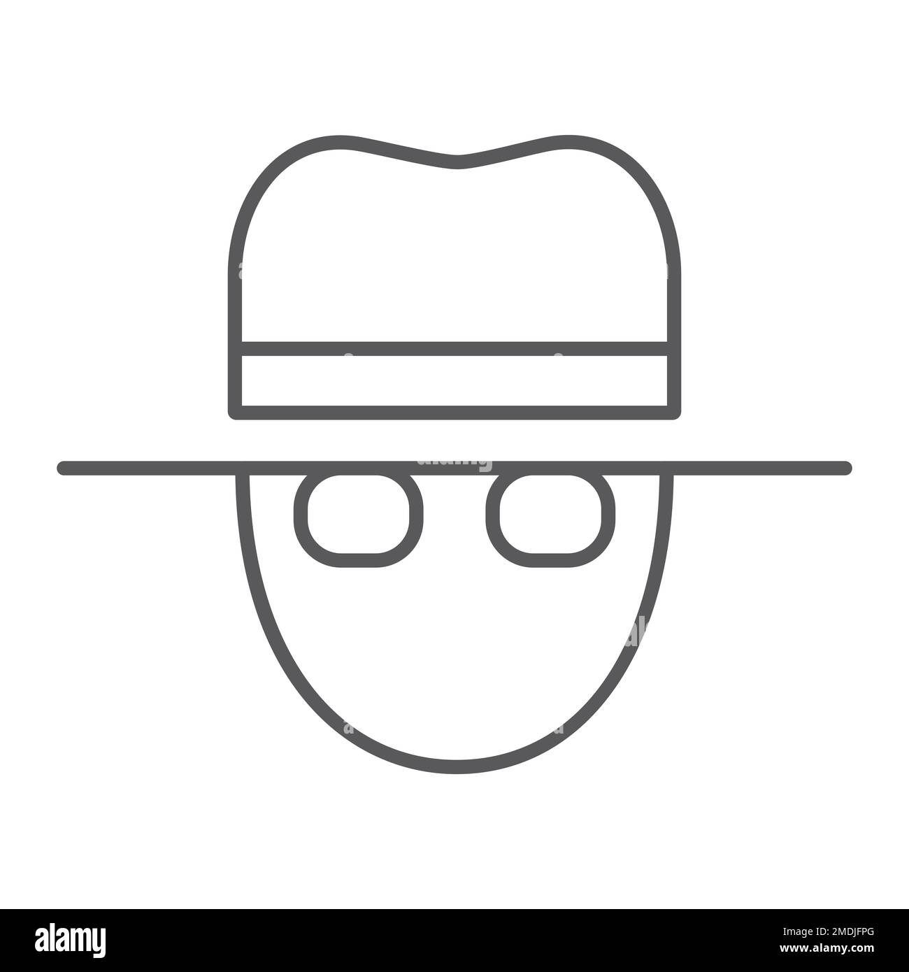 Spy thin line icon, private and detective, agent sign, vector graphics ...