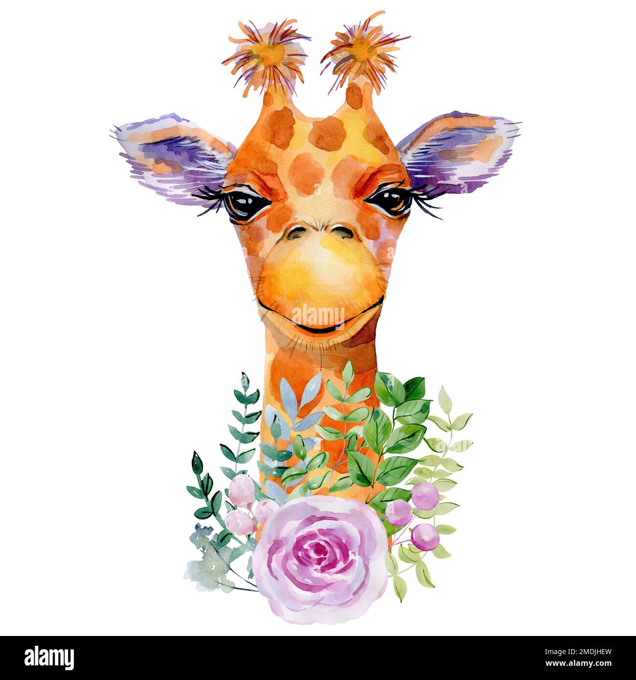 Watercolor giraffe portrait Stock Photo Alamy