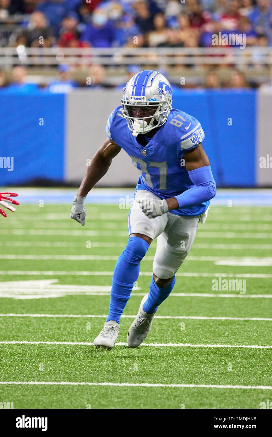 Detroit Lions wide receiver Quintez Cephus (87) in action against the San  Francisco 49ers during an NFL football game, Sunday, Sept. 12, 2021, in  Detroit. (AP Photo/Rick Osentoski Stock Photo - Alamy