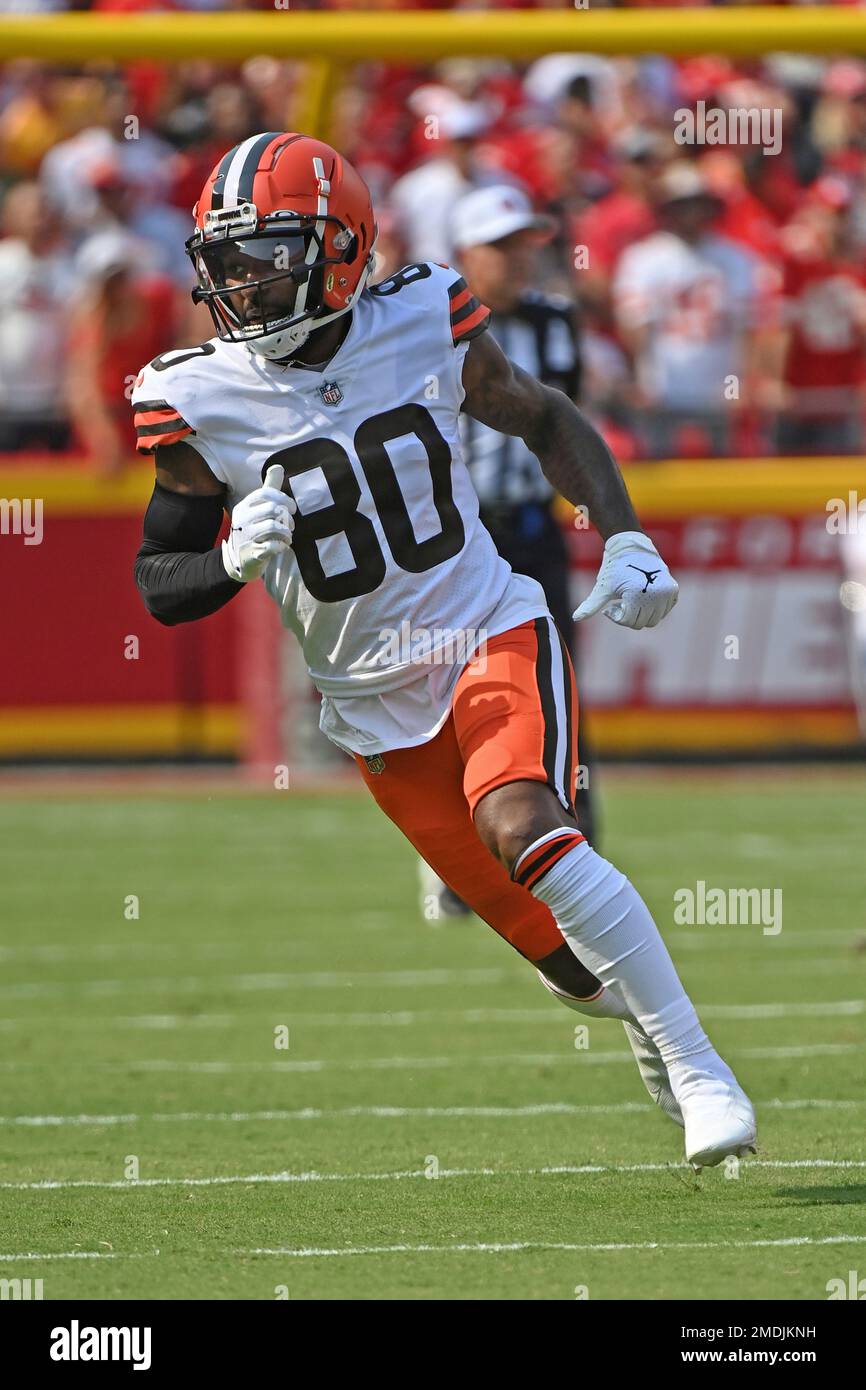 Cleveland Browns wide receiver Jarvis Landry (80) runs a route during an  NFL football game against